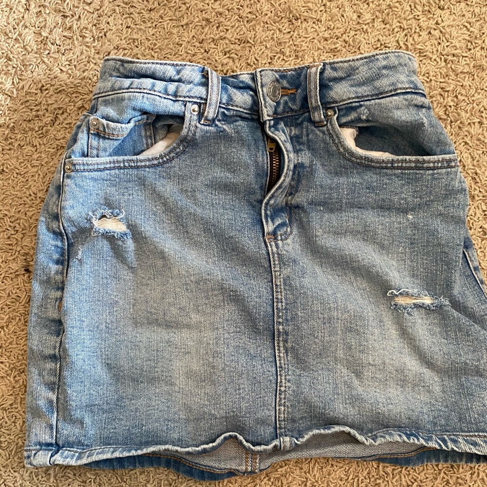 ripped jean skirt